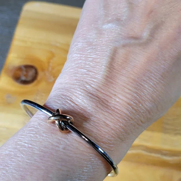 MVMT Stainless Steel Cuff Bracelet with 8K Rose Gold Plated Knot - Picture 5 of 10